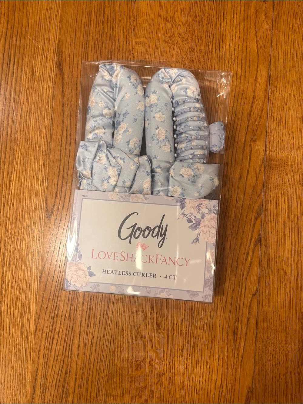 LoveShackFancy x Goody Light Blue Floral Satin Heatless Curlers - 4pc